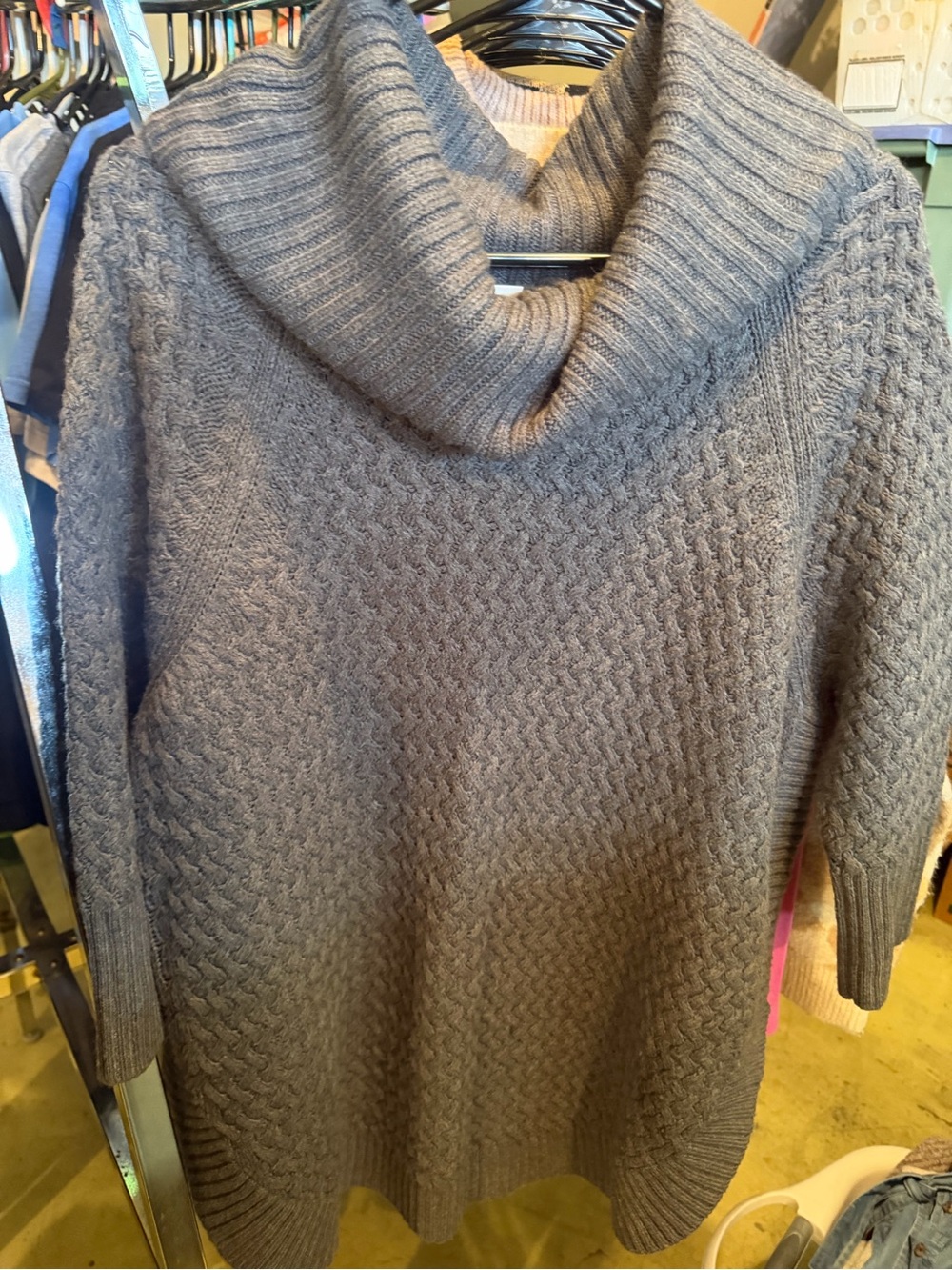 Dress Barn Gray Cowl Neck Cable Knit Women's Sweater
